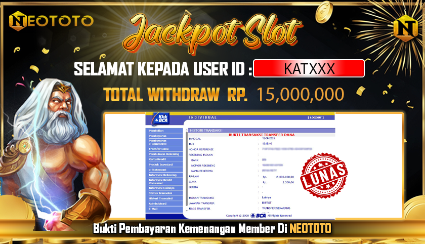 JACKPOT SLOT DARI MEMBER SETIA NEOTOTO HARI INI 12/06/2025 💸💸