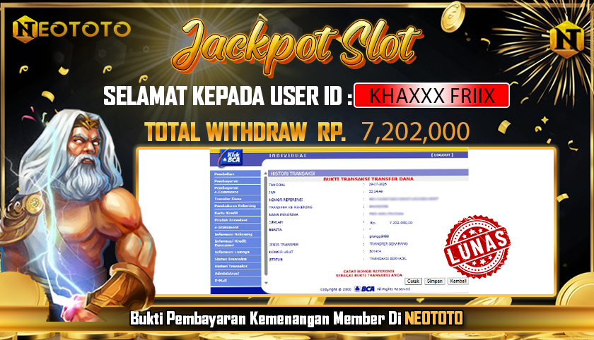 JACKPOT SLOT DARI MEMBER SETIA NEOTOTO HARI INI 29/07/2025 💸💸