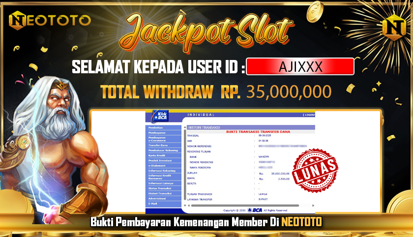 JACKPOT SLOT DARI MEMBER SETIA NEOTOTO HARI INI 06/08/2025 💸💸