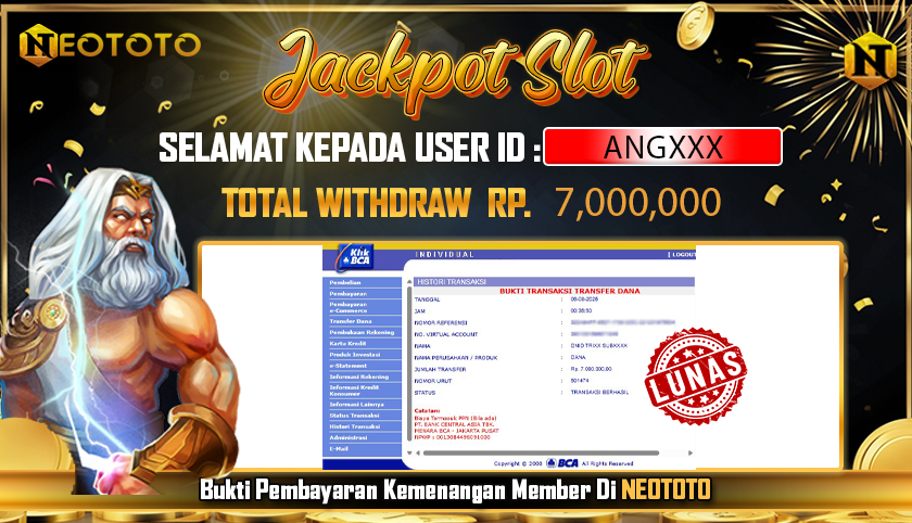 JACKPOT SLOT DARI MEMBER SETIA NEOTOTO HARI INI 06/08/2025 💸💸