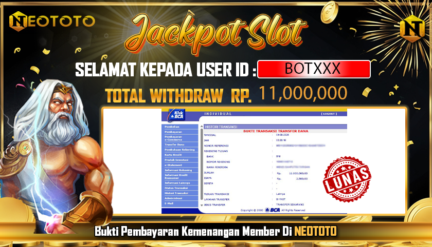 JACKPOT SLOT DARI MEMBER SETIA NEOTOTO HARI INI 04/08/2025 💸💸