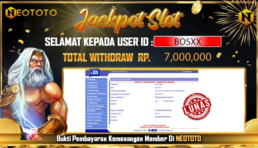 JACKPOT SLOT DARI MEMBER SETIA NEOTOTO HARI INI 08/12/2025 💸💸